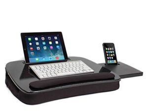 sofia + sam multi tasking lap desk with memory foam cushion | wrist rest cushion | fits laptops up to 15" | tablets up to 9.6" | smart phones up to 3.5" | black top | computer lap tray