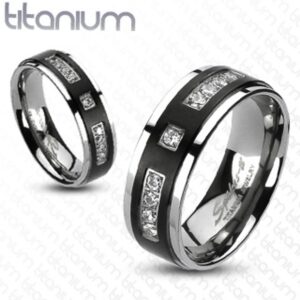 Marimor Jewelry Black and Silver Stainless Steel and Titanium His and Her 4 Piece Wedding Ring Band Set Size Women's 06 Men's 06