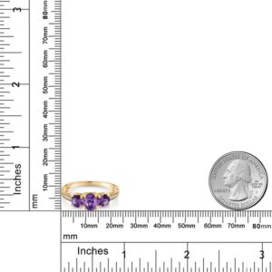 Gem Stone King 18K Yellow Gold Plated Silver Purple Amethyst Ring For Women (1.78 Cttw, Oval 7X5MM, Gemstone Birthstone, Available In Size 5, 6, 7, 8, 9)