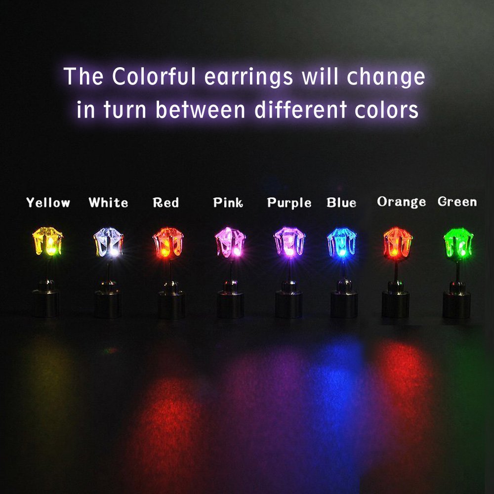 AYAMAYA 5 Pairs Led Earrings Changing Color Light Up LED Earrings Studs Flashing Blinking Earrings Dance Party Accessories Decoration Christmas Gifts for Men Women Mom Wife Girlfriend Friend Boyfriend