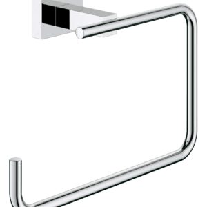 Grohe 40510001 Essentials Cube Metal 7.48-in. Towel-Ring, Starlight Chrome