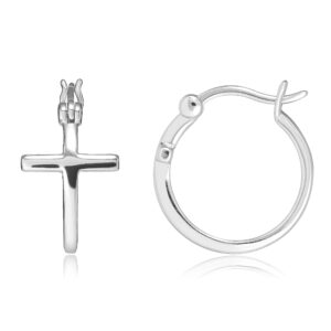 morgan & paige 925 sterling silver cross circle hoop earrings