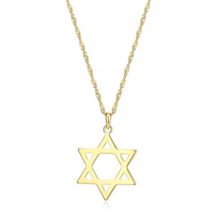 morgan & paige 18k yellow gold plated 925 sterling silver star of david pendant necklace with 18" cable chain