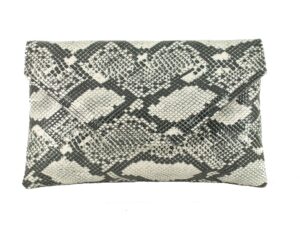 loni womens stylish large envelope faux snakeskin clutch bag/shoulder bag in black/off-white