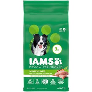 iams adult minichunks small kibble high protein dry dog food with real chicken, 7 lb. bag