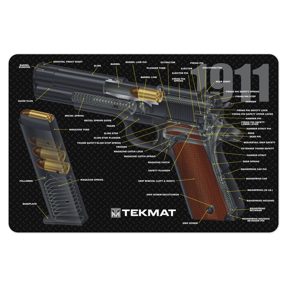 TekMat Cutaway Gun Cleaning Mat for use with 1911, Black, 17 x 11