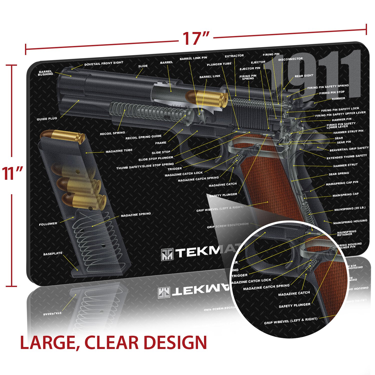 TekMat Cutaway Gun Cleaning Mat for use with 1911, Black, 17 x 11