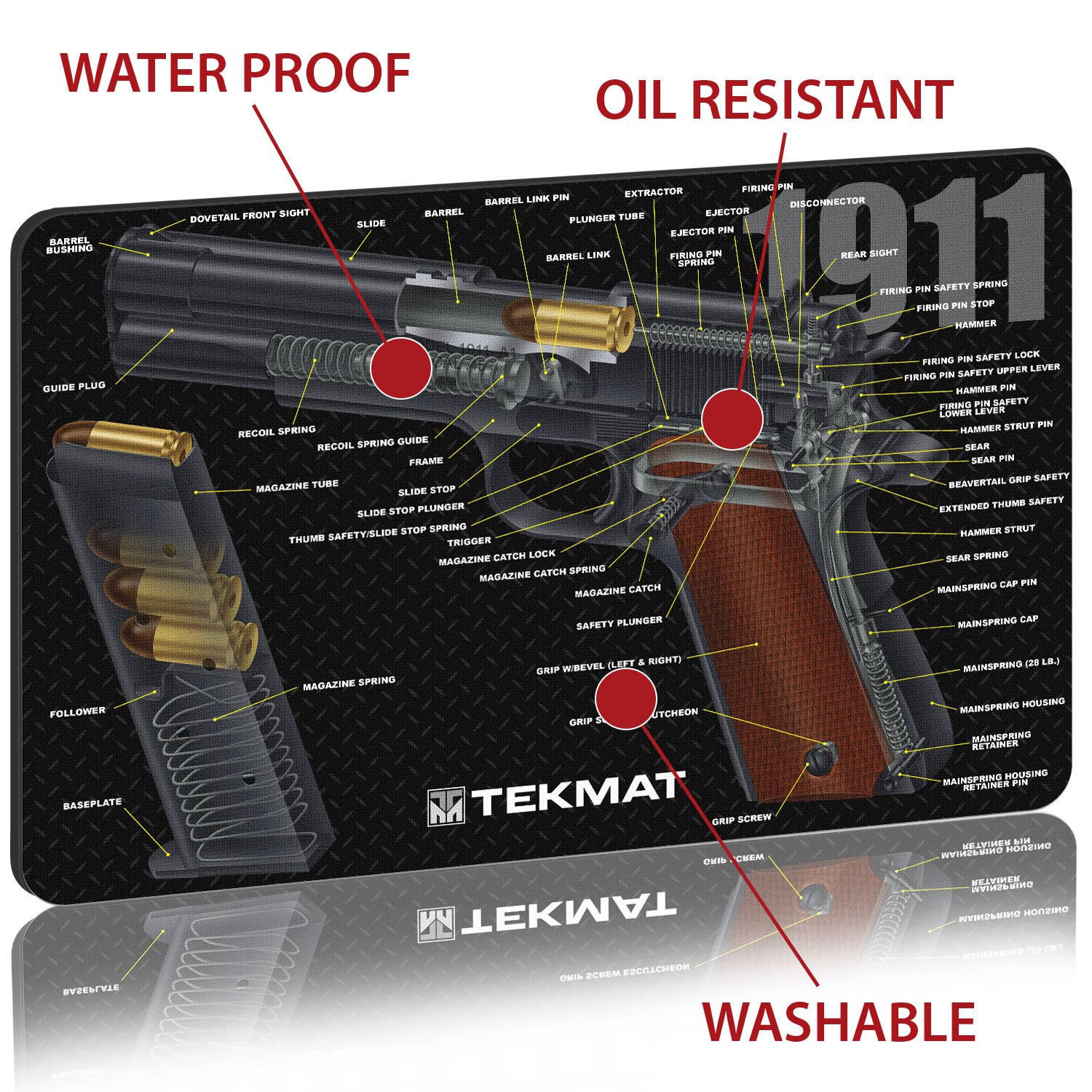 TekMat Cutaway Gun Cleaning Mat for use with 1911, Black, 17 x 11