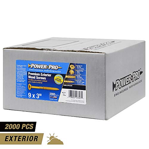 Power Pro 967778 Wood Screws, #9 x 3, Premium Outdoor Deck Screws, Rust Resistant, Epoxy Coated Bronze, 1/4 Keg, 2000 pcs