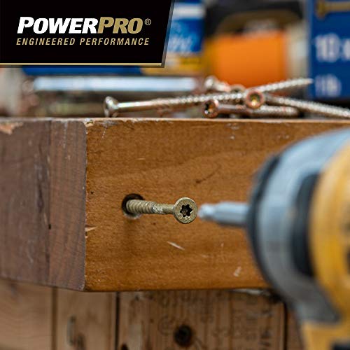 Power Pro 967778 Wood Screws, #9 x 3, Premium Outdoor Deck Screws, Rust Resistant, Epoxy Coated Bronze, 1/4 Keg, 2000 pcs