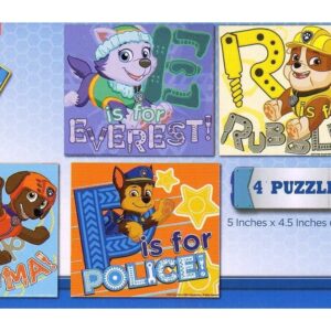 Paw Patrol Puzzle Set ~ 4-pack of 12-piece puzzles featuring Everest, Rubble, Zuma, and Chase