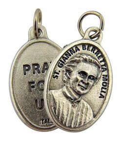 lumen mundi lm silver toned base saint gianna beretta molla pray for us medal, 1 inch