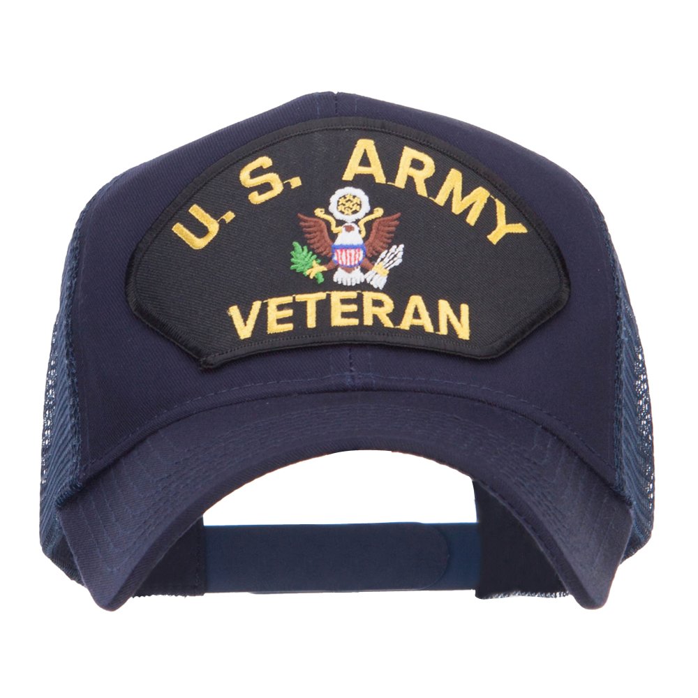 e4Hats.com US Army Veteran Military Patched Mesh Cap - Navy OSFM