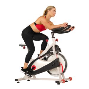 sunny health & fitness indoor cycling exercise bike with spd pedals - sf-b1509, white, 47 l x 20 w x 47 5 h