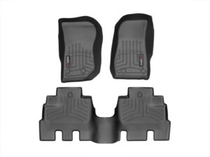 weathertech custom fit floorliners for jeep wrangler unlimited 4-door, wrangler jk unlimited 4-door - 1st & 2nd row (44573-1-2), black