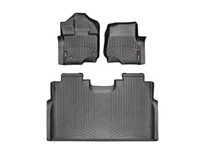 weathertech custom fit floorliners for ford f-150 (crew cab, bucket seats) f150 lightning, raptor w/o fold flat storage - 1st & 2nd row (44697-1-2), black