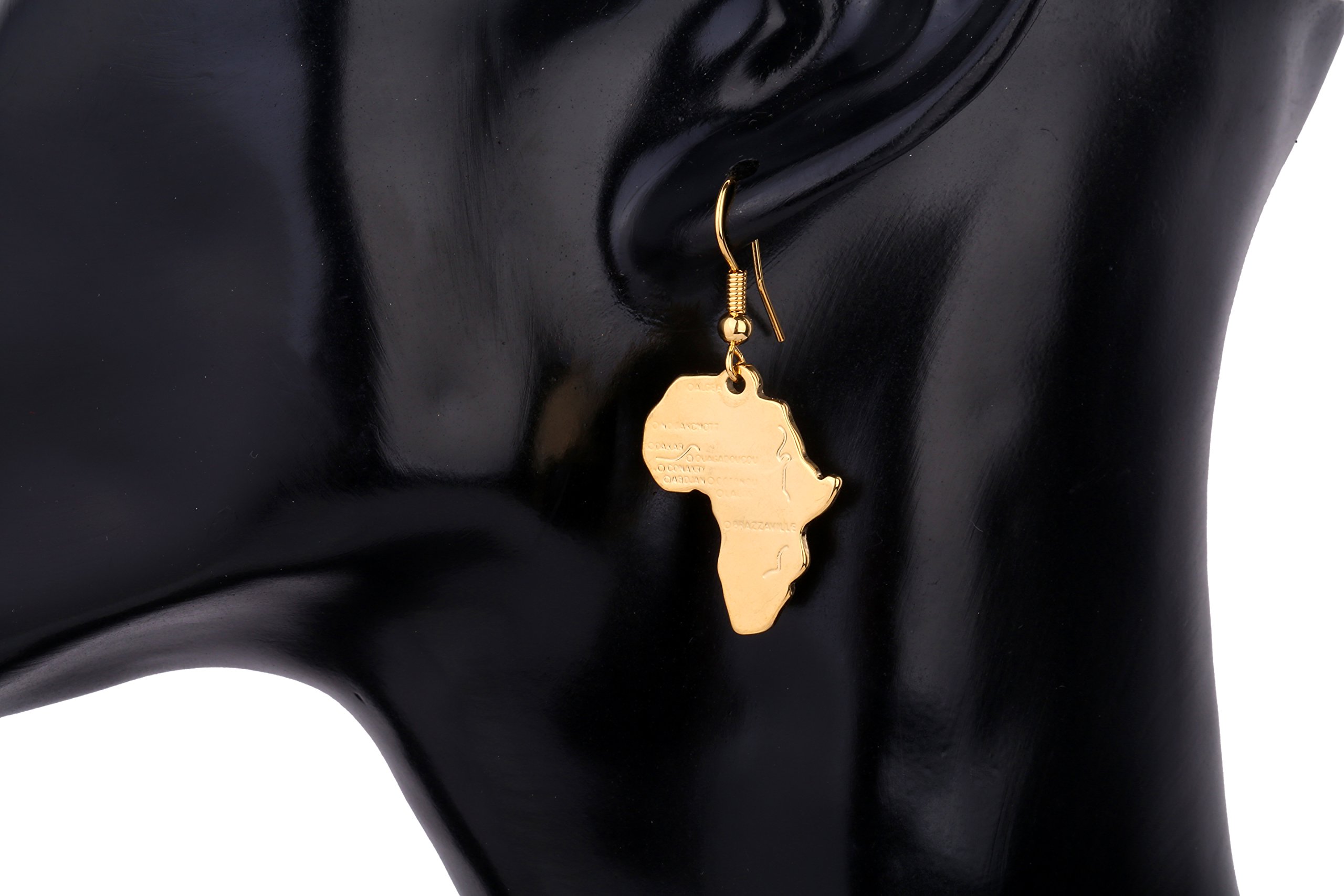 24k Gold Plated Brass Africa Map Dangle Earring