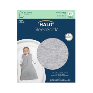 HALO SleepSack, 100% Cotton Wearable Blanket, Swaddle Transition Sleeping Bag, TOG 0.5, Heather Grey, Large