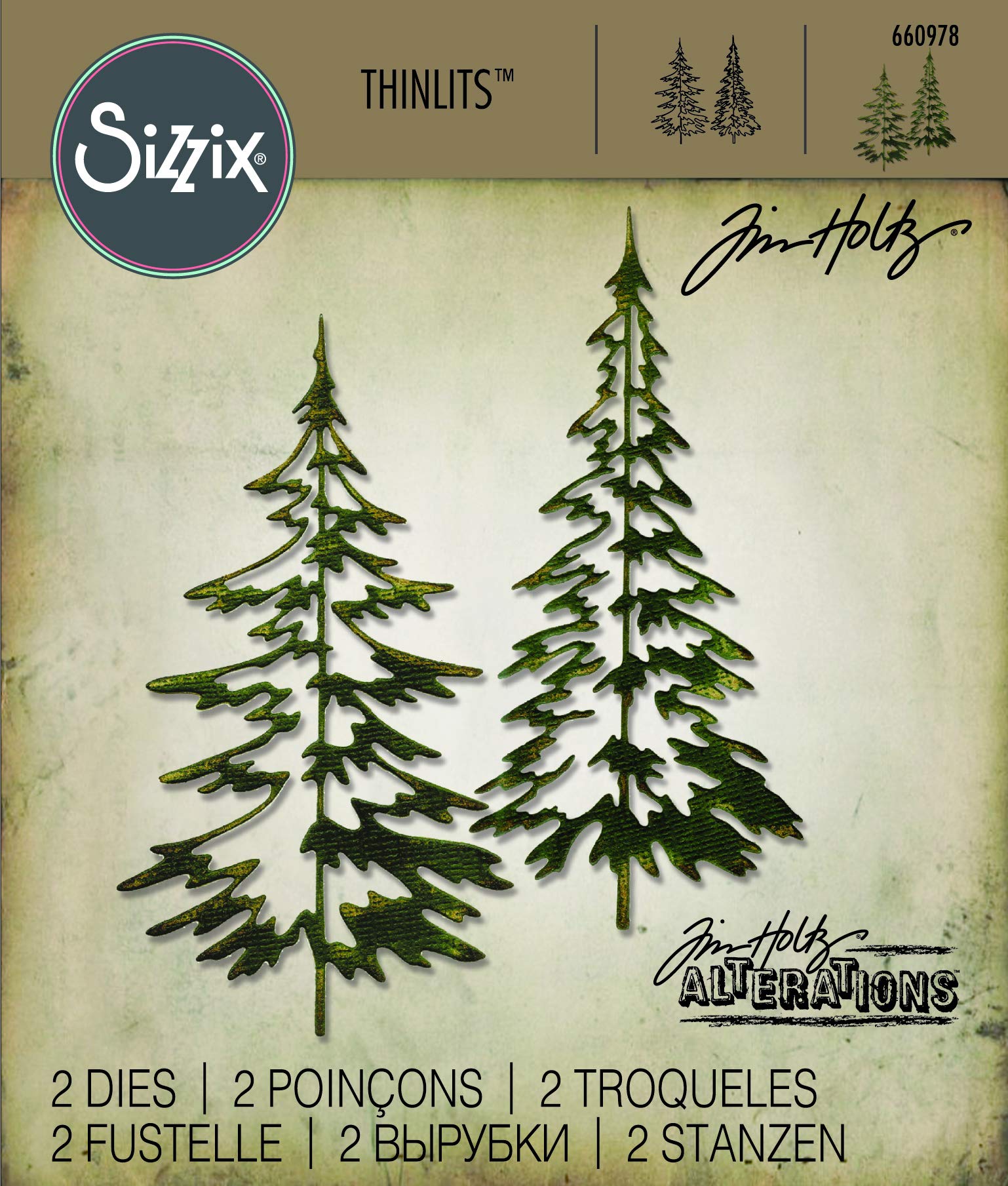 Sizzix 660978 Thinlits Die Set, Woodlands by Tim Holtz, 2/pack