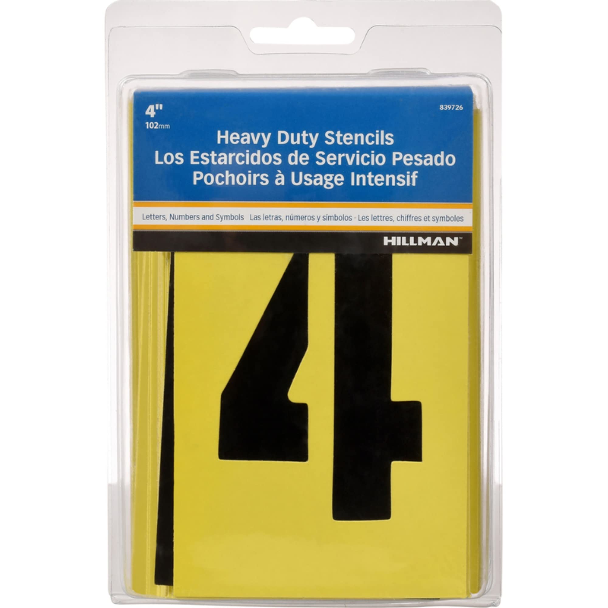 Hillman 839726 Letter and Number Stencil Pack, 4", 1 Count (Pack of 1), White