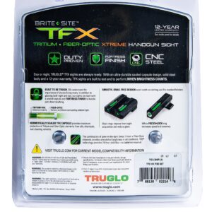 TRUGLO TFX Handgun Sight | Durable Shock-Resistant Compact Brightly Glowing Tritium & Fiber-Optic Xtreme Day/Night Sight, Compatible with H&K P30 Handguns