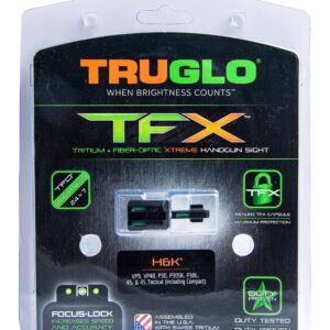 TRUGLO TFX Handgun Sight | Durable Shock-Resistant Compact Brightly Glowing Tritium & Fiber-Optic Xtreme Day/Night Sight, Compatible with H&K P30 Handguns