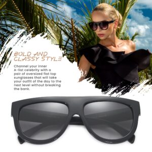 Women's Oversized Flat Top Fashion Sunglasses Trendy Big Square Designer Retro Sun Glasses Shades