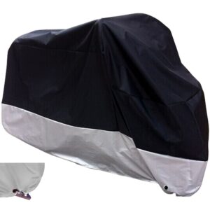 xyzctem all season black waterproof sun motorcycle cover,fits up to 108" motors (xx large & lockholes)