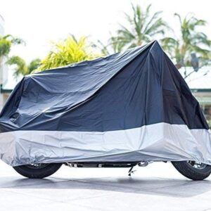 XYZCTEM All Season Black Waterproof Sun Motorcycle Cover,Fits up to 108" Motors (XX Large & Lockholes)