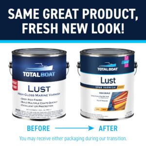 TotalBoat-486490 Lust Marine Varnish, High Gloss and Matte Finish for Wood, Boats, Outdoor Furniture (High Gloss, Gallon)