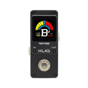 kliq tinytune tuner pedal for guitar and bass - mini - chromatic - with pitch calibration and flat tuning (power supply required)