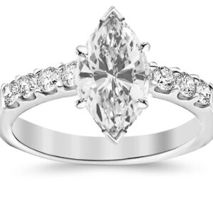 2 Carat GIA Certified Marquise Cut Classic Prong Set Diamond Engagement Ring with a 1 Ct G-H VS1-VS2 Center