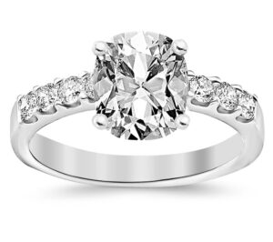 houston diamond district 2 carat gia certified cushion-cut classic prong set diamond engagement ring with a 1 ct g-h vs1-vs2 center - size 6.5