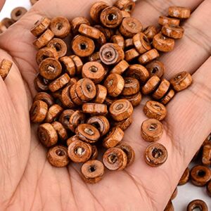 Souarts 1000pcs 8mm Wooden Flat Spacer Beads for Jewelry Making, Wooden Beads for Bracelets Making, Wood Beads for Jewelry Making