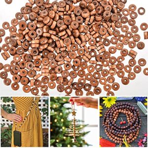 Souarts 1000pcs 8mm Wooden Flat Spacer Beads for Jewelry Making, Wooden Beads for Bracelets Making, Wood Beads for Jewelry Making