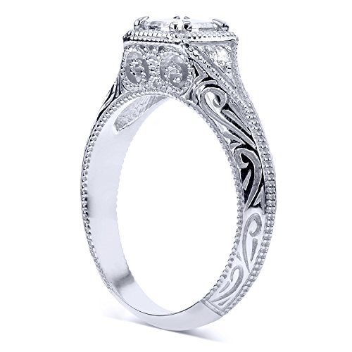 Kobelli Diamond Antique Style Filigree Engagement Ring 5/8 CTW in 14k White Gold, Size 5