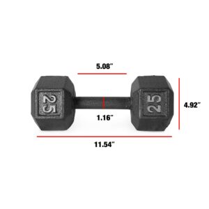 CAP Barbell Cast Iron Hex Dumbbell, Black, Single, 25 lb