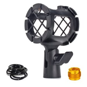 zramo microphone basket shock mount universal shotgun mic shockmount microphone mount holder anti vibration recording setup for at4021 akg d230 senheisser me66 rode ntg-2 ntg-1 audio-technica at-875r