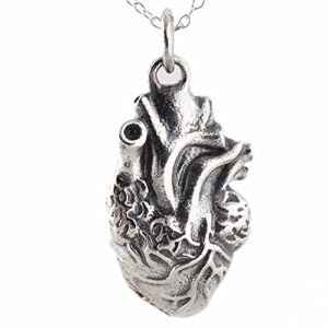 fashionjunkie4life sterling silver anatomical heart necklace, 18" chain | birthday gifts for women