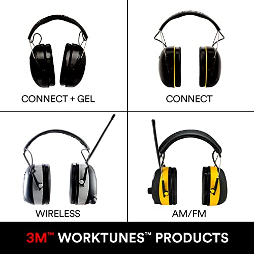 3M WorkTunes Connect + AM/FM Hearing Protector with Bluetooth Wireless Technology, Ear protection for Mowing, Snowblowing, Construction, Work Shops