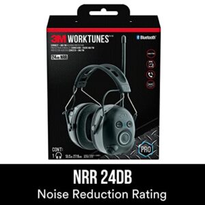 3M WorkTunes Connect + AM/FM Hearing Protector with Bluetooth Wireless Technology, Ear protection for Mowing, Snowblowing, Construction, Work Shops