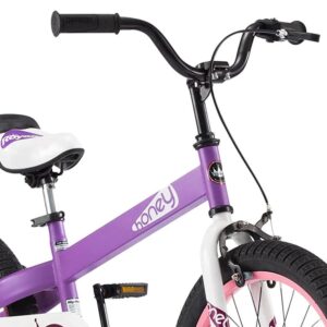 RoyalBaby Boys Girls Kids Bike 18 Inch Honey Bicycles with Kickstand Child Bicycle Purple