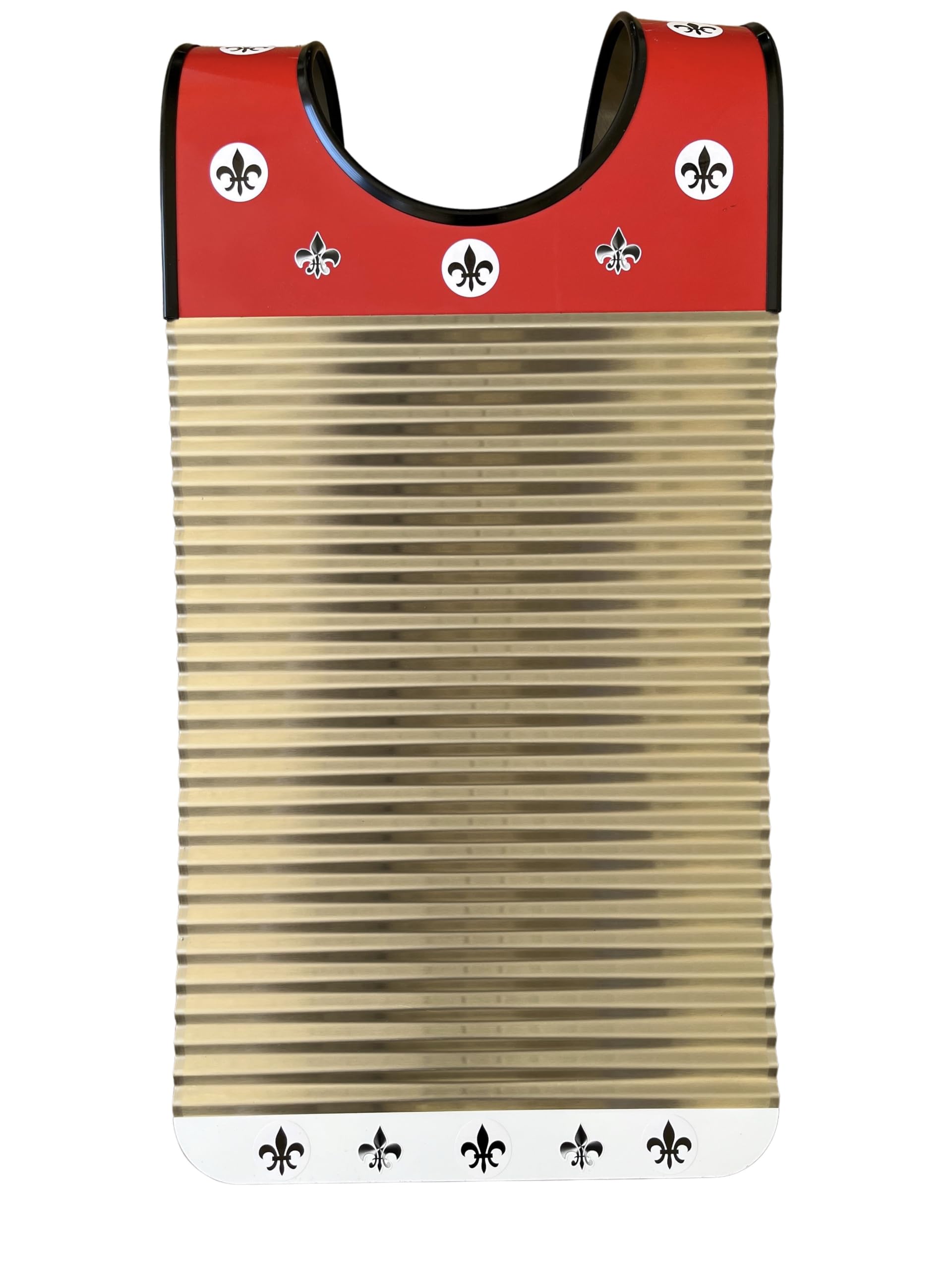 Zydeco Washboard "Red & White Cajun Fleur De Lis Key of Z Rubboards Free Scratchers Frottoir Scrubboard Zydeco Washboard Percussion Instrument Handmade Louisiana Made By Tee Don Authentic Original