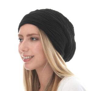 the hat depot 200h2800 premium quality baggy wrinkled slouchy beanie (1. 2800 - black)