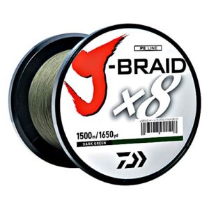 Daiwa J-BRAIDX8, Filler Spool, Dark Green, Mono Dia.= 6lb.