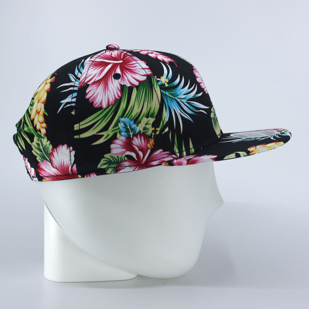 The Vintage Year Urban Flat Bill Snapback Blank Hawaiian Two Tone Cotton Adjustable Hip Hop Hats Baseball Caps (Hawaiian)