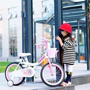 RoyalBaby Jenny Princess 20 Inch Kids Bike with Enclosed Chain Guard, Kickstand, Basket, Bell and Tool Kit for Ages 7 and Above, Pink EL