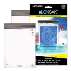 loksak - aloksak waterproof cellphone dry bags - airtight underwater phone pouch - touch screen compatible - diving certified (2 pack - 8in x 11in)