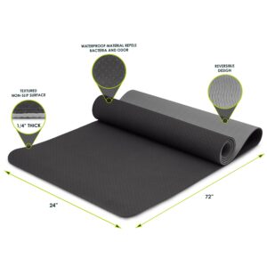 ProsourceFit Natura TPE Yoga Mat 1/4" (6mm) Thick, 72" Long, Reversible with High-Density Cushion & Non-slip Texture, Eco-conscious & Hygienic