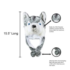 Super Z Outlet Cute Plush Animal Hat Winter Warm Winter Fashion Clothing Accessories (Husky/Wolf-Short) Grey